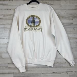 Vintage 90s Myrtle Beach South Carolina Lighthouse Sweatshirt Mens Large White